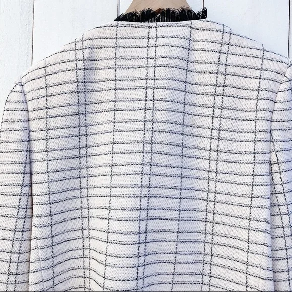 St. John Collection Santana Women’s Blazer Cream White Black Knit Textured Tweed - Picture 7 of 12